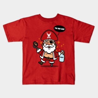 Funny Cute Pirate Christmas Santa Claus Gift For Kids And Adults Kids T-Shirt